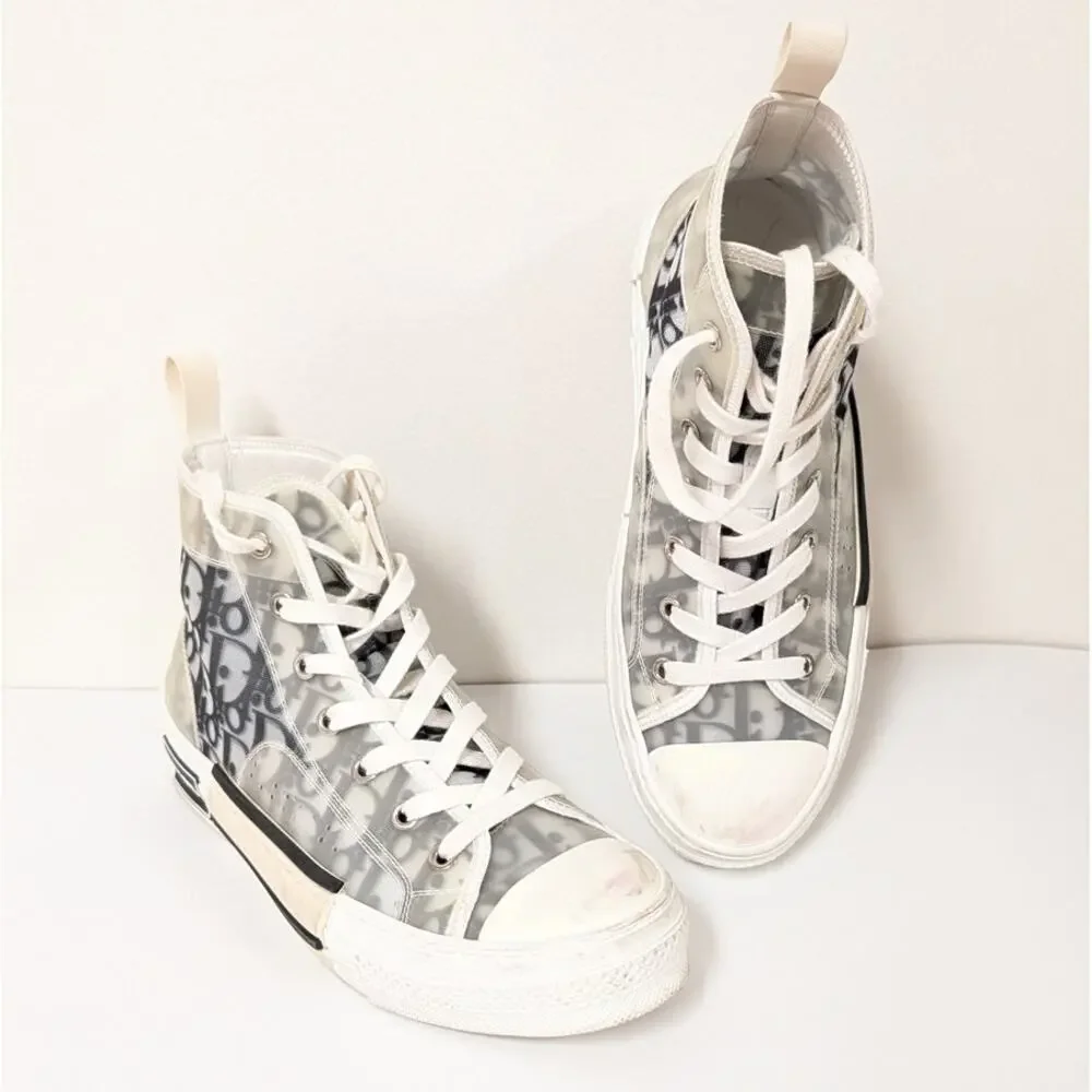 Dior B23 Oblique High Top Classic Monogram Sneakers Womens EU38/US 8